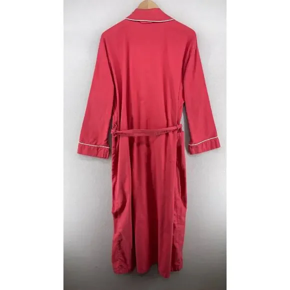 LL Bean Robe Women XLP Petite Belt Lounge Sleepwear Bathrobe Brushed Cotton Red - Picture 2 of 14